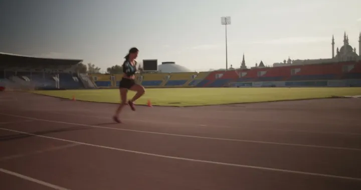 Woman sprinting on a running track
